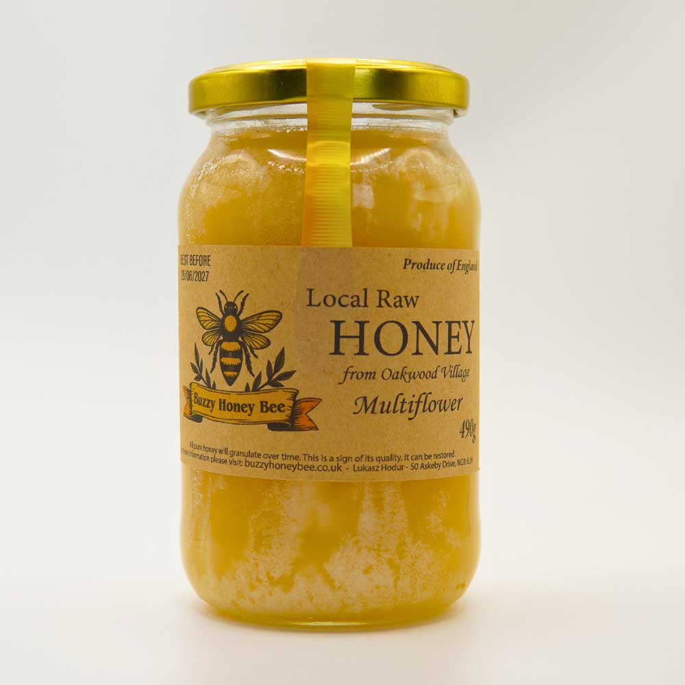 Raw Multiflower Set Honey from Oakwood Village by Buzzy Honey Bee