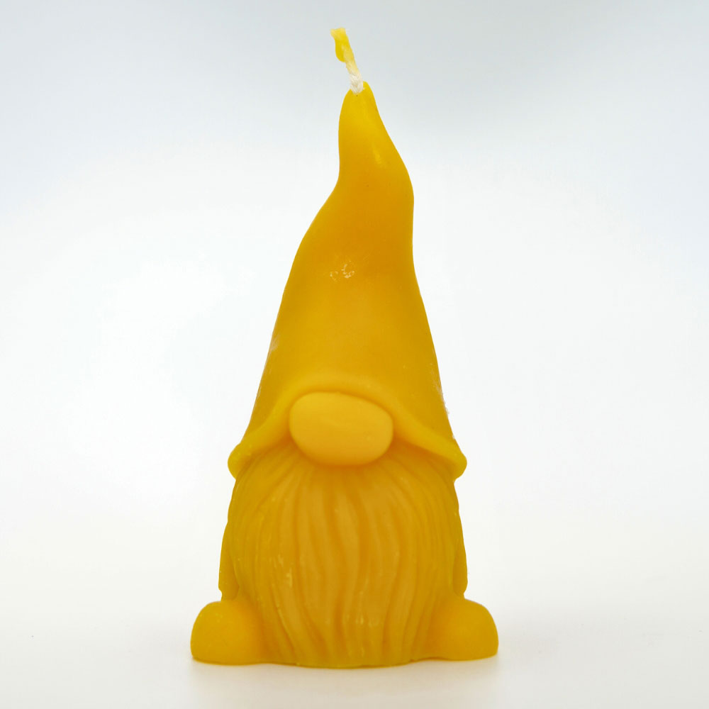 Hand-poured gnome beeswax candle by Buzzy Honey Bee, Nottingham