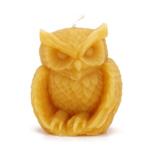 Small owl with folded wings, handmade pure beeswax