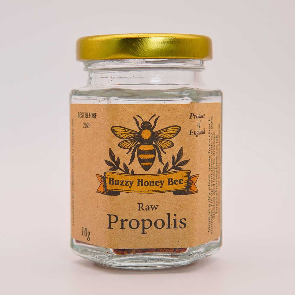 Jar of raw propolis by Buzzy Honey Bee, Nottingham