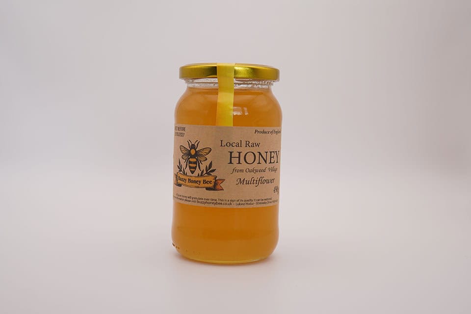 Local Raw Multiflower Honey by Buzzy Honey Bee – pure British local raw honey packed with natural antioxidants and health benefits
