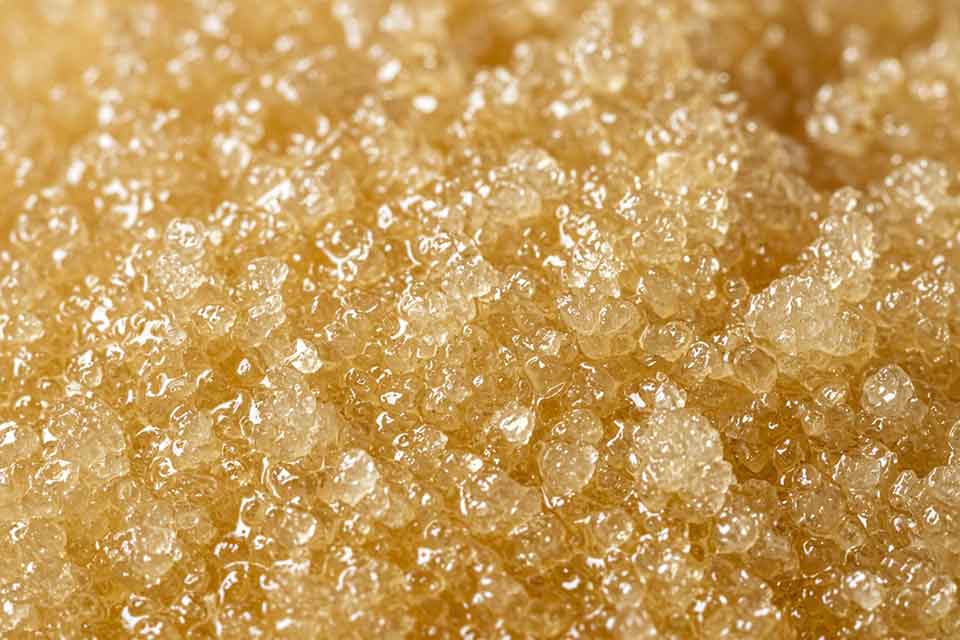 Natural glucose crystals in raw set honey