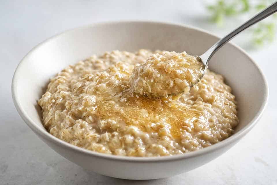 Set honey stirred through a bowl of porridge