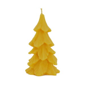 Layered Christmas tree candle in golden yellow pure beeswax