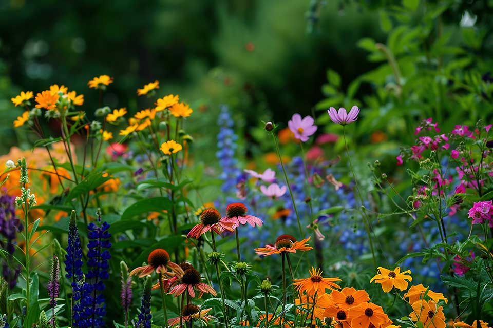 How to attract bees to your garden — open summer flowers in a bee friendly border