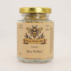 70g jar of local bee pollen granules from Buzzy Honey Bee