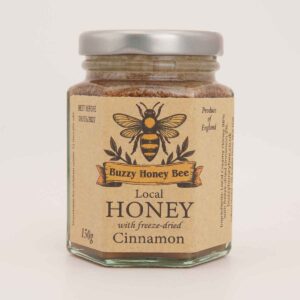 150g jar of local honey with freeze-dried cinnamon from Buzzy Honey Bee