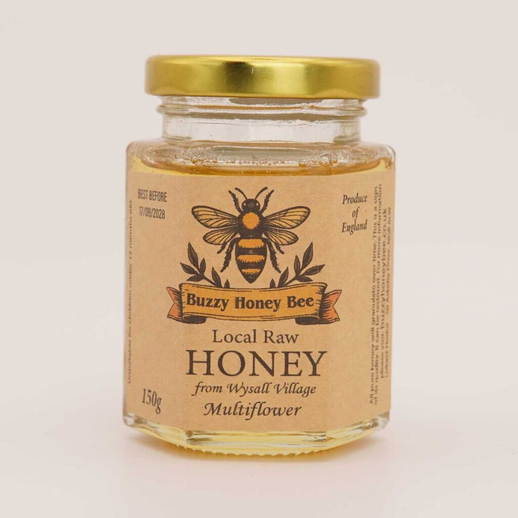 150g jar of local raw multiflower honey from Wysall Village