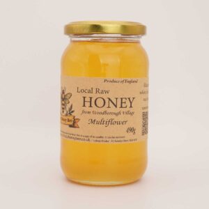490g jar of local raw multiflower honey from Woodborough Village