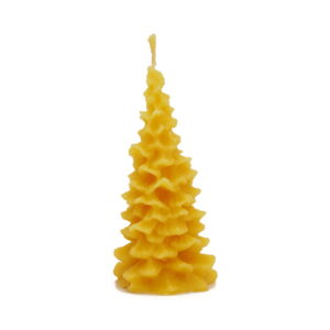 Tall ruffled Christmas tree candle, handmade pure beeswax
